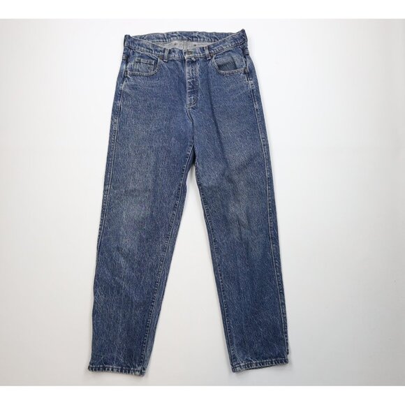 Vintage 90s Lee Mens 34x34 Faded Acid Wash Straight Leg Denim Jeans Blue USA - Picture 1 of 14